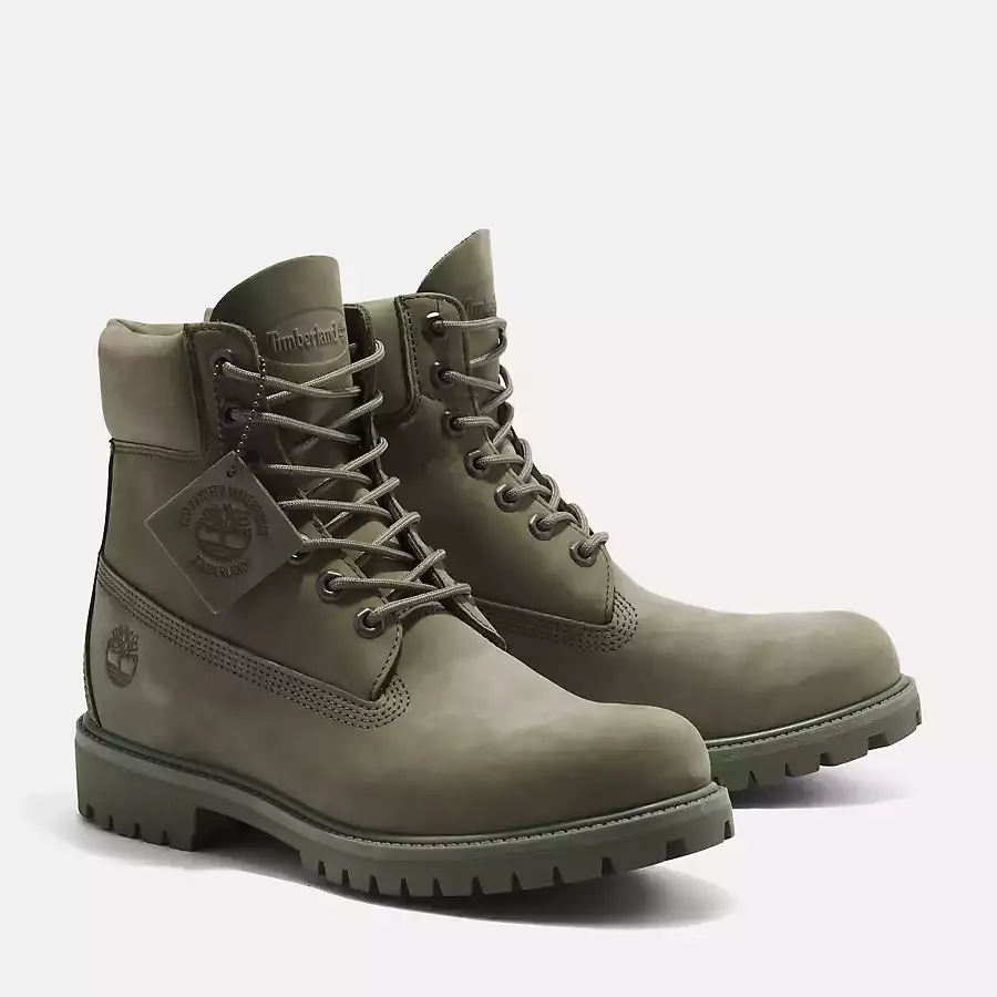 Timberland Men's Premium 6-Inch Waterproof Boots Shoes - Dark Green Nubuck