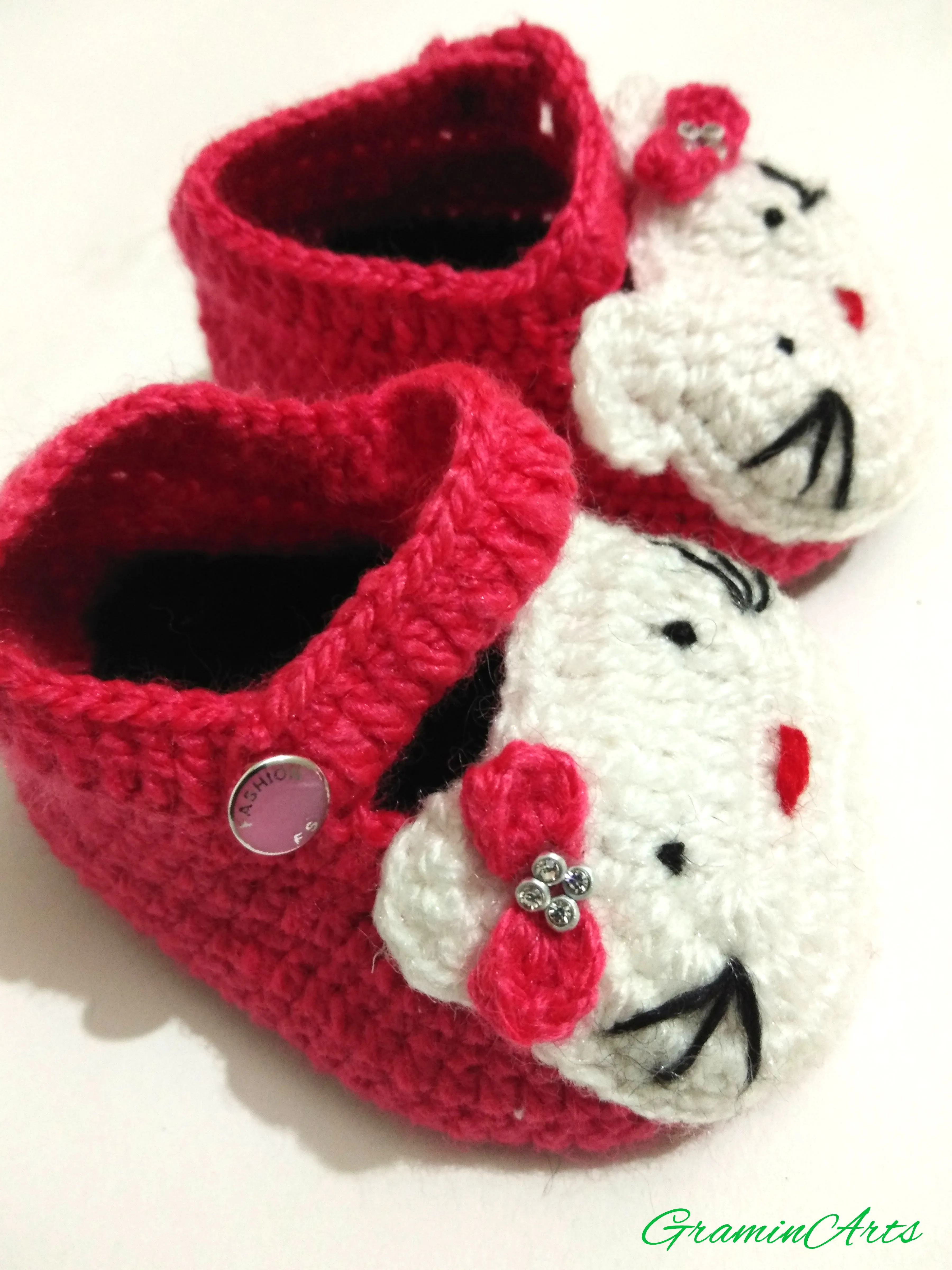 Unique Handmade Kitty Design Shoes For Baby Size 4 - 12 Month