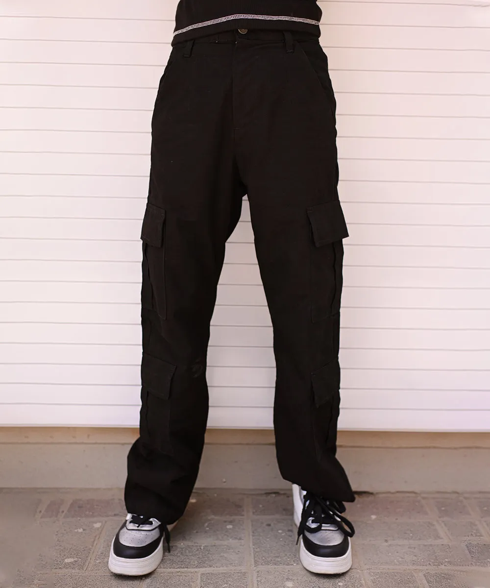 Urban Edge Black Cargo Pants | Woman