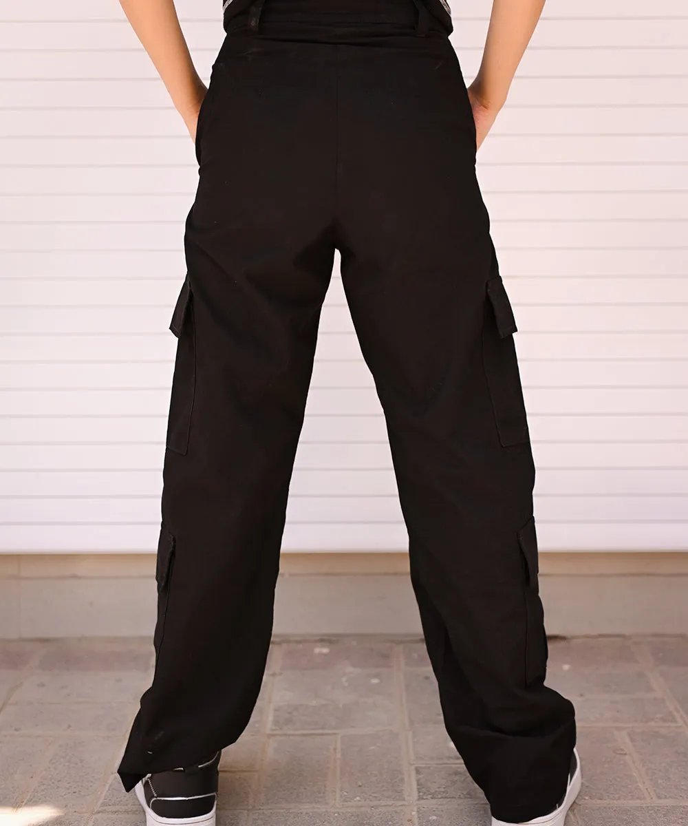 Urban Edge Black Cargo Pants | Woman