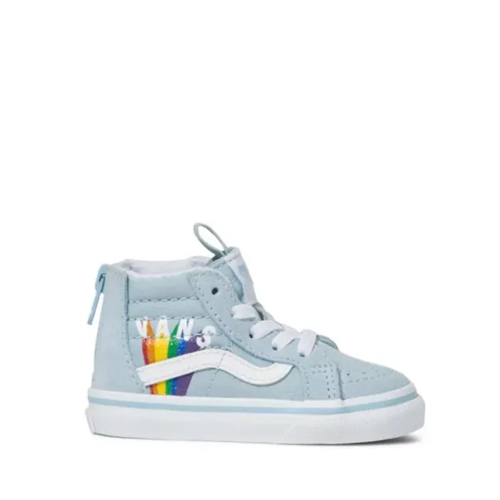 Vans Toddlers Sk8 Hi Zip Rainbow Blue Winter Sky - NOT RETURNABLE