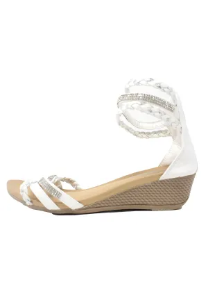 White Lightweight Ankle Strap Wedge Sandal