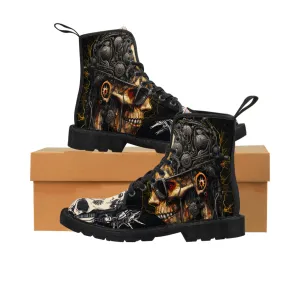 Women's Canvas Boots Skulls