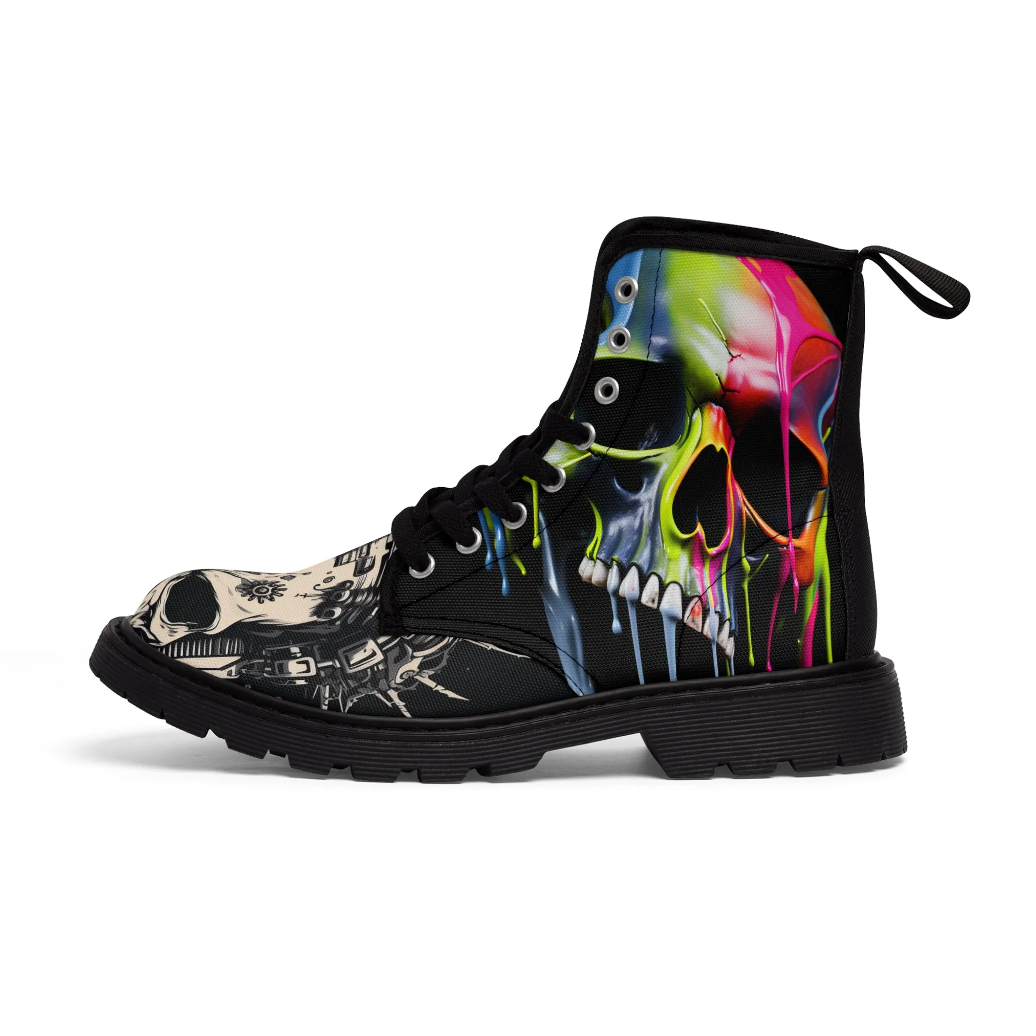 Women's Canvas Boots Skulls