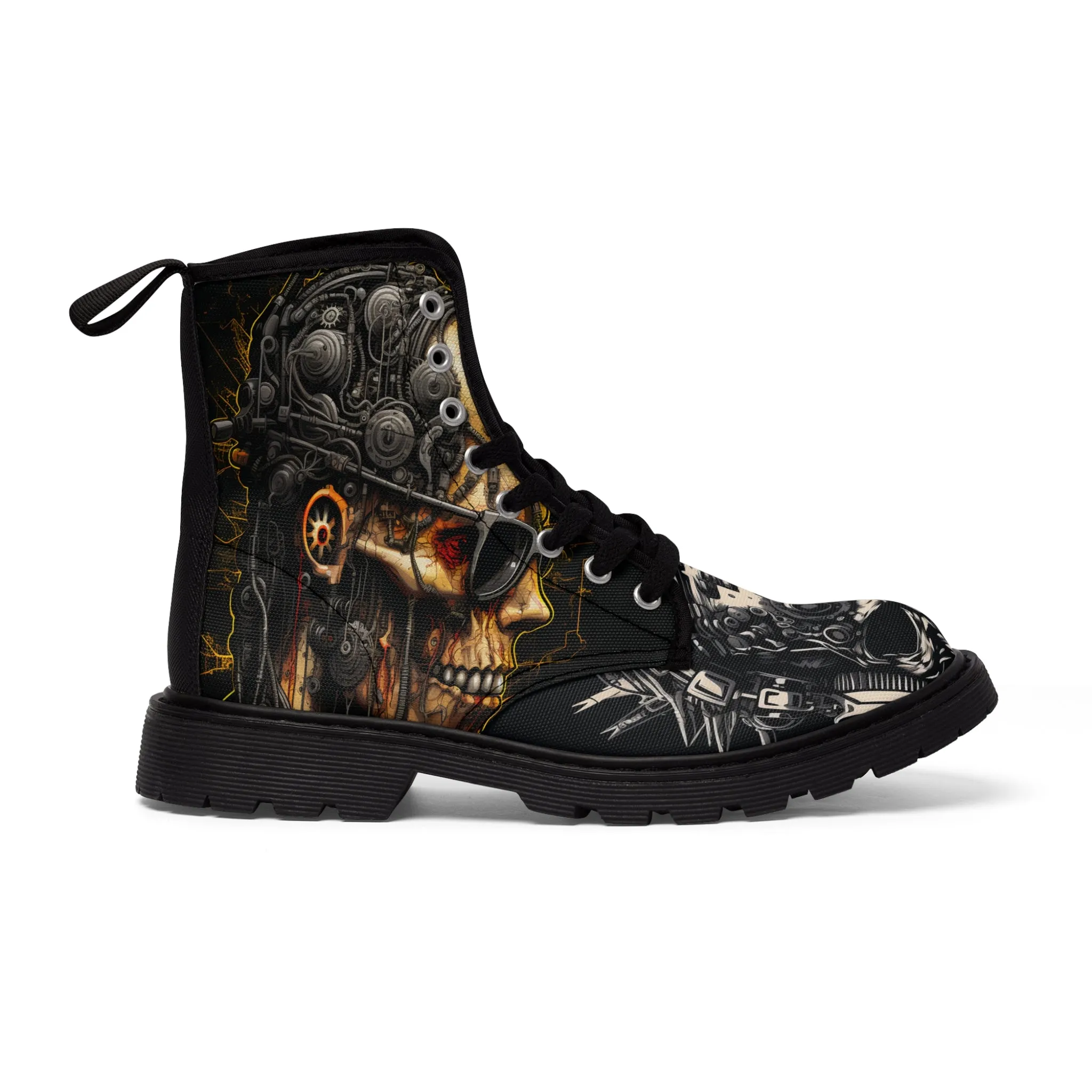 Women's Canvas Boots Skulls