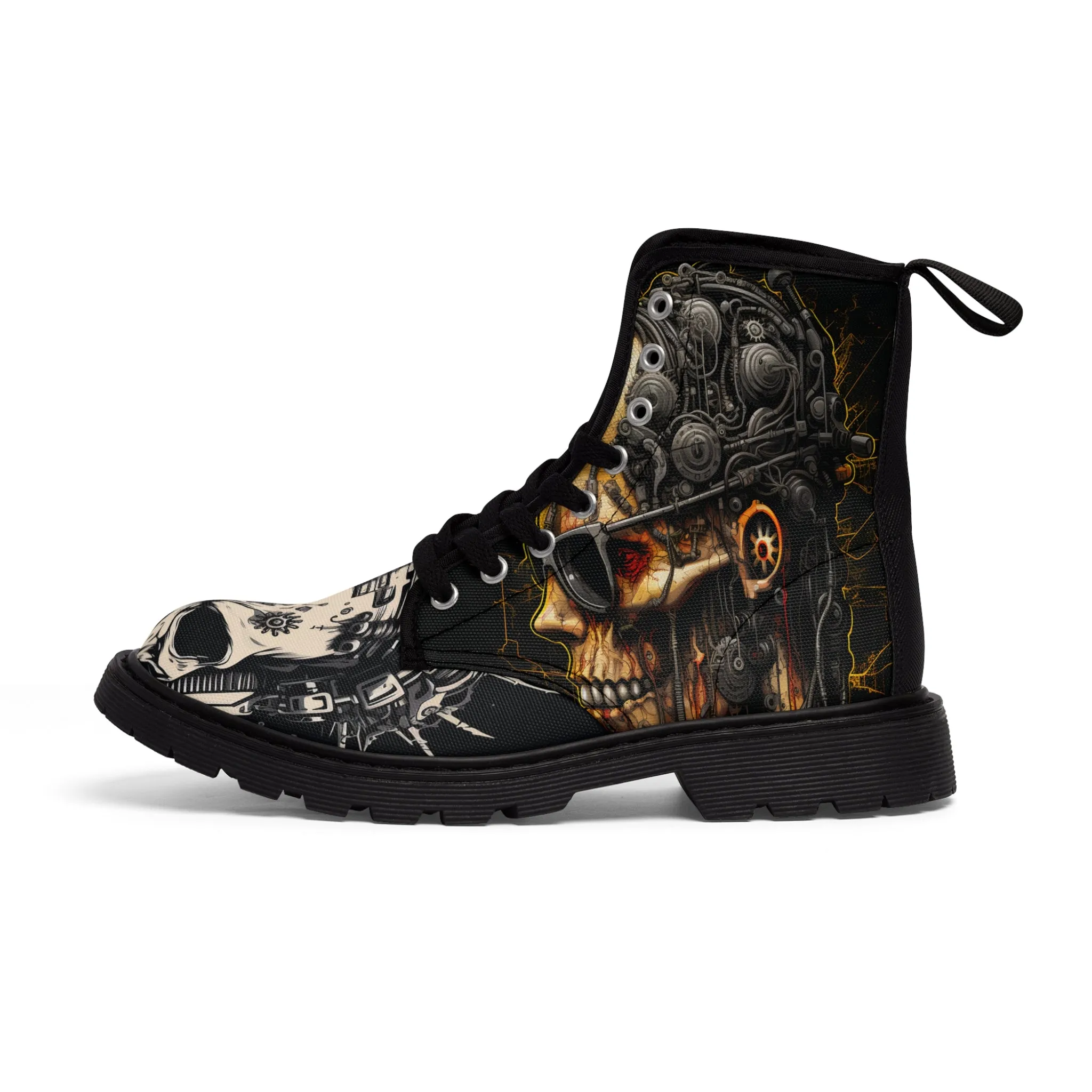 Women's Canvas Boots Skulls