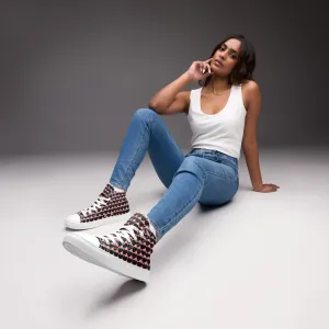 Women’s High Top Canvas Sneaker - Heart Pattern - Scarlet