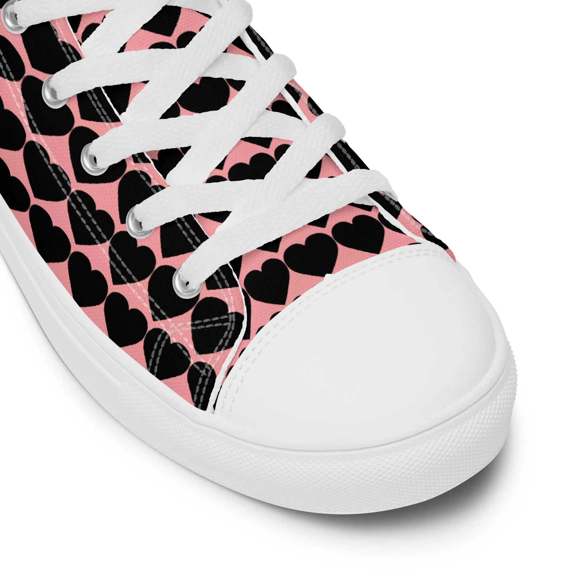 Women’s High Top Canvas Sneaker - Heart Pattern - Scarlet