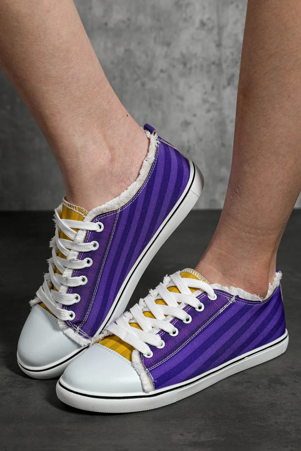 Women's Purple and Yellow Color Block Lace Up Sneakers