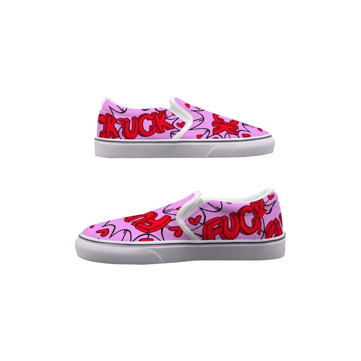 Women's Slip On Sneakers pink heart **ck print