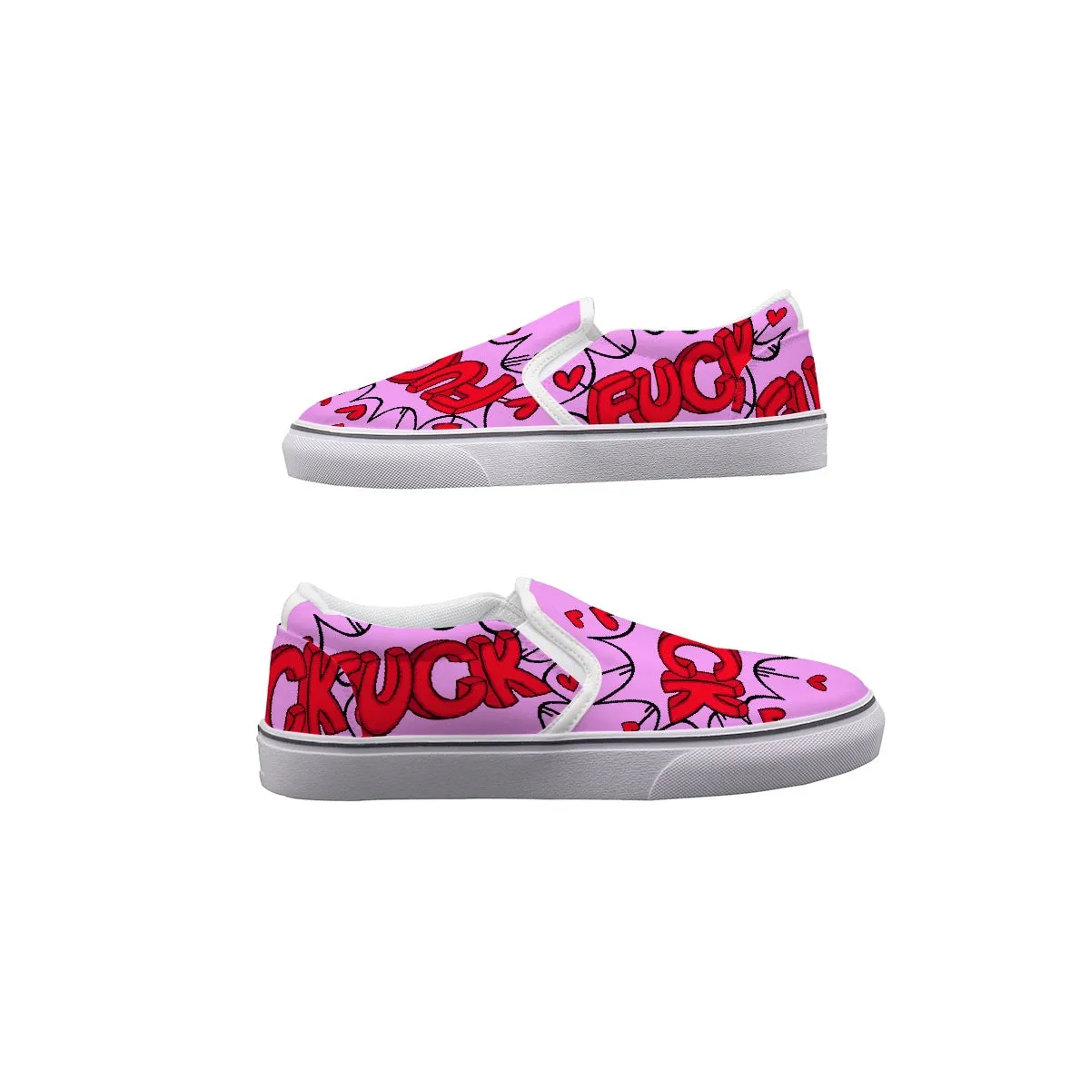 Women's Slip On Sneakers pink heart **ck print