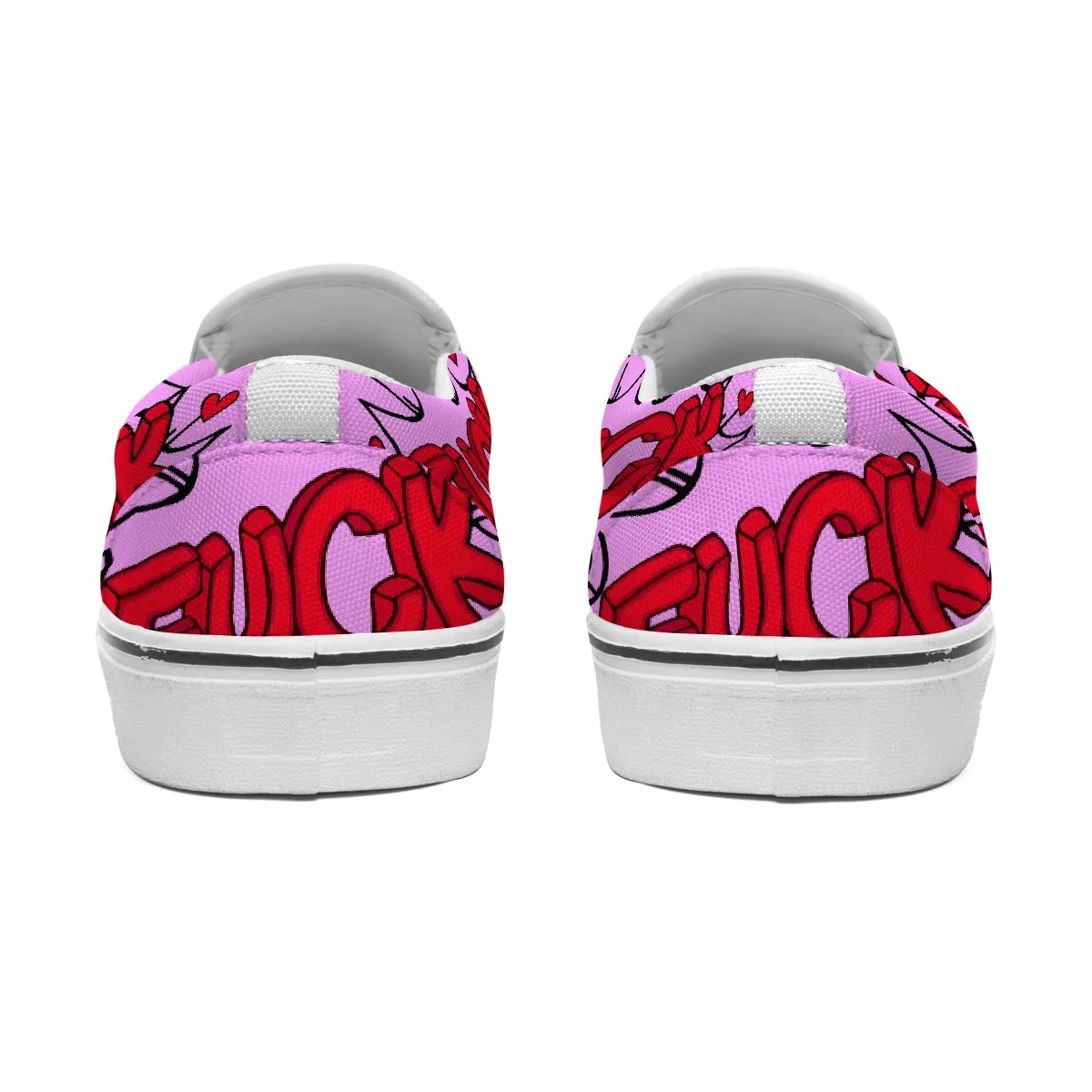 Women's Slip On Sneakers pink heart **ck print