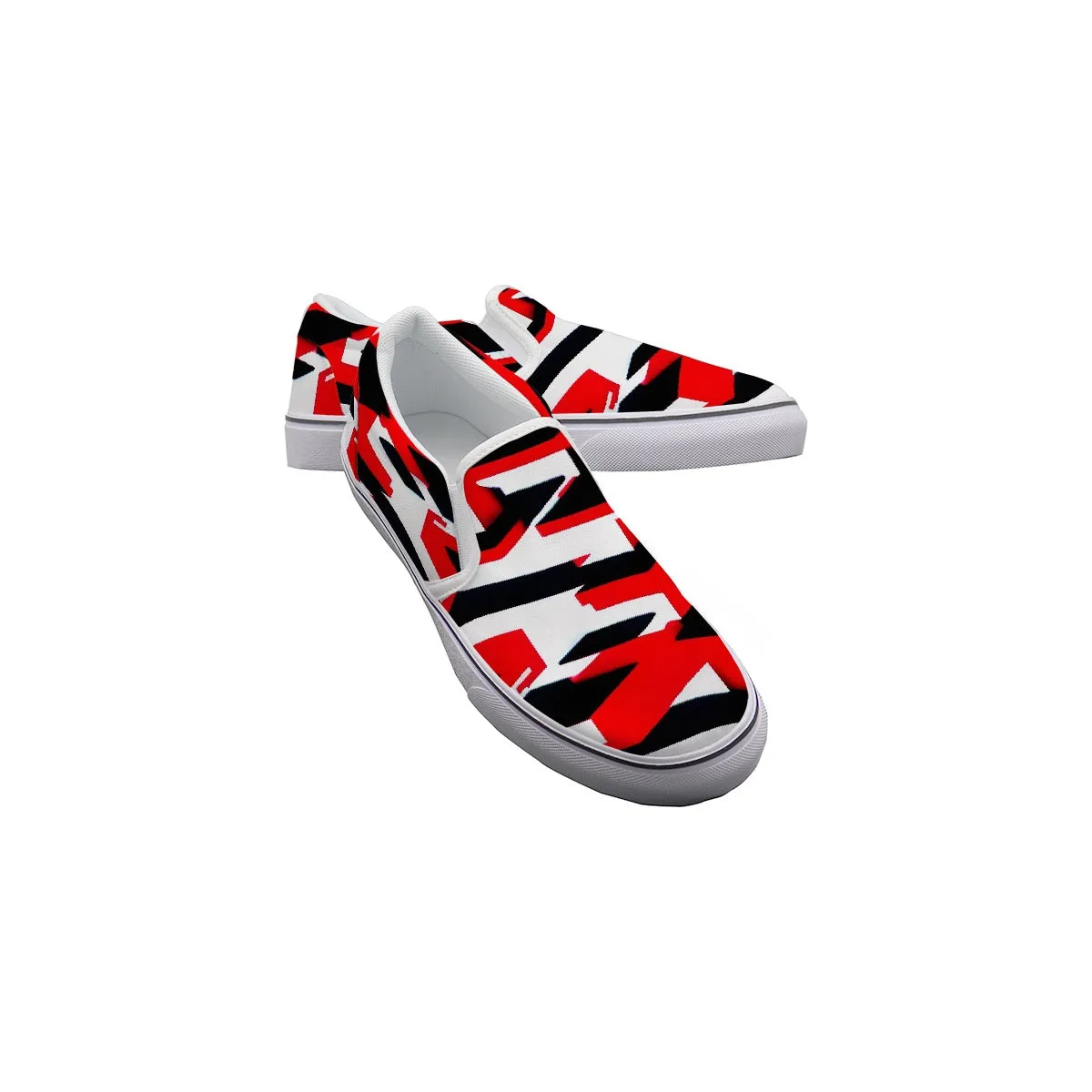 Women's Slip On Sneakers SS 16 red black and white print