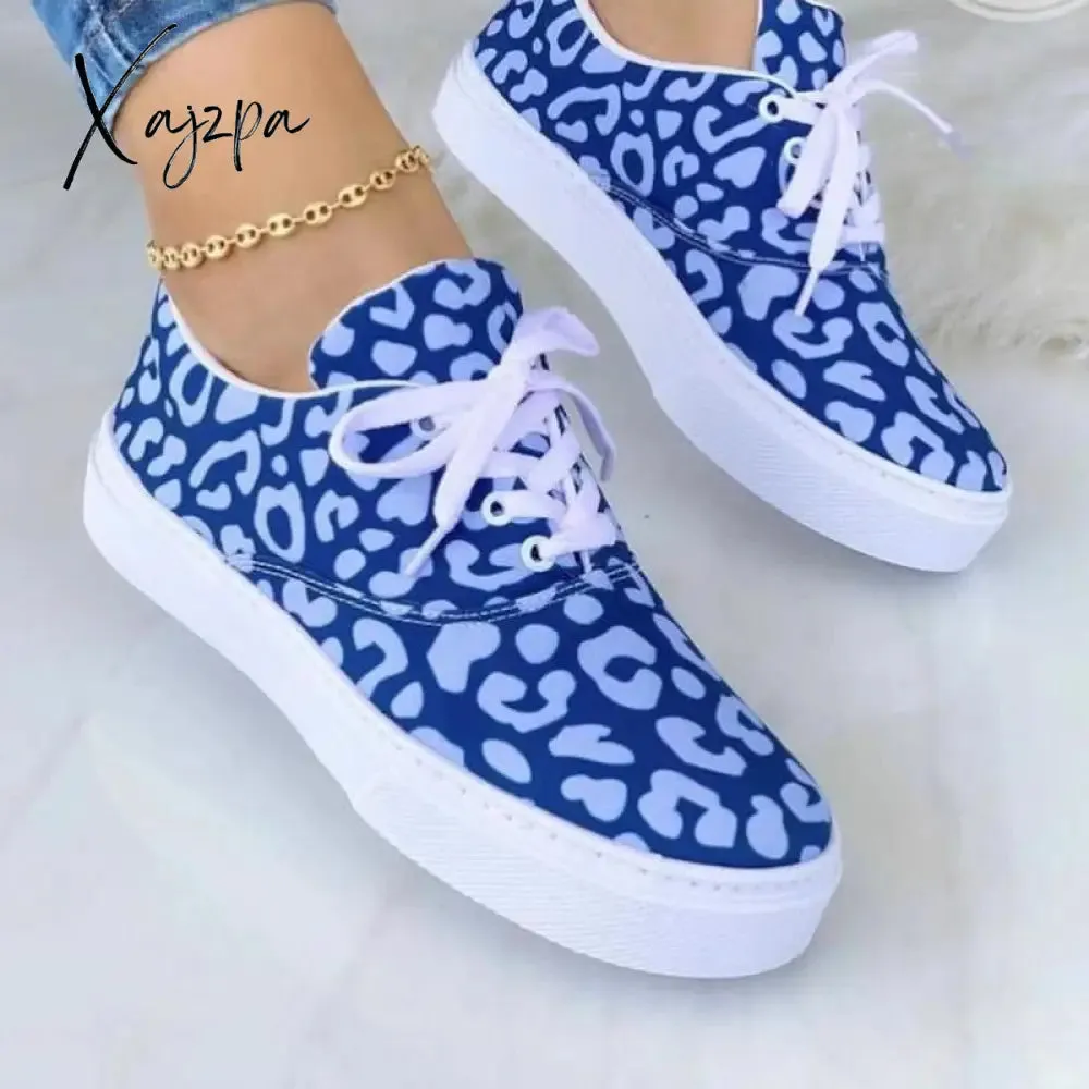 Xajzpa - Spring Autumn Fashion Canvas Shoes Women's Mix Colors Ladies Lace Up Comfy Casual Shoes 43 Large-Sized Outdoor Sneakers