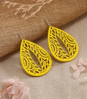 Yellow Hollowed Out Drop Earrings