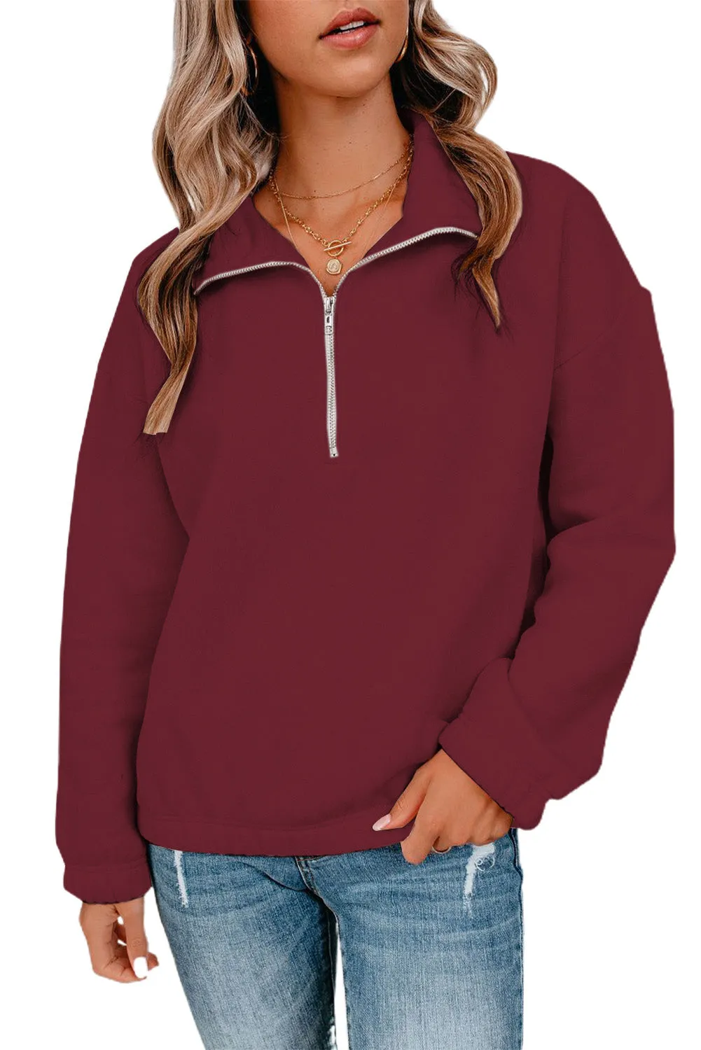 Zipped Collar Sweatshirt